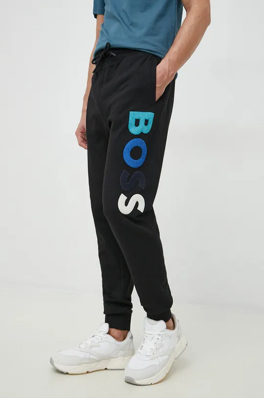 μαύρο Βαμβακερό παντελόνι BOSS BOSS CASUAL Ανδρικά