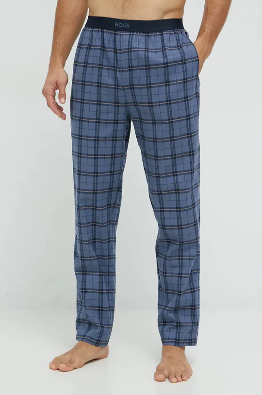 Βαμβακερό παντελόνι πιτζάμα BOSS μπλε