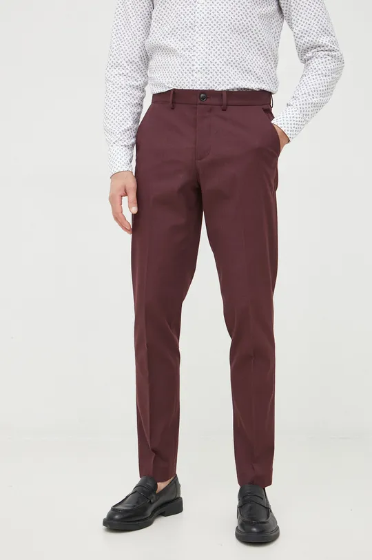 bordowy Sisley spodnie Męski
