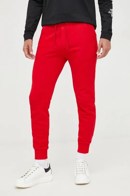 czerwony United Colors of Benetton spodnie dresowe bawełniane Męski