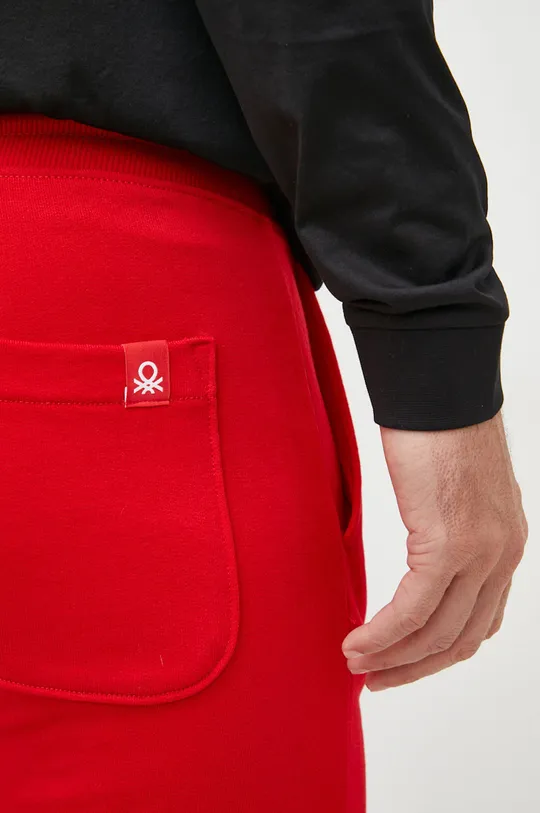 czerwony United Colors of Benetton spodnie dresowe bawełniane