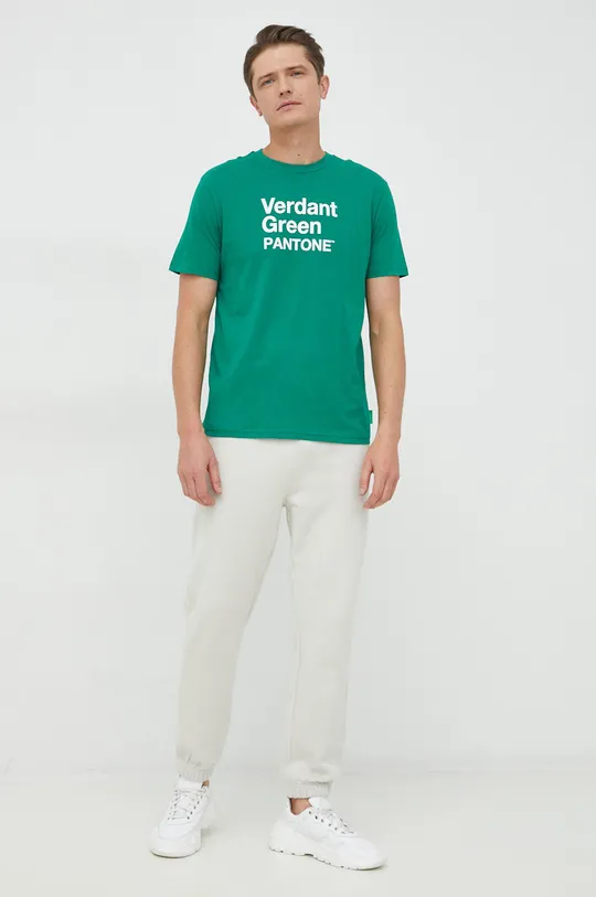 Βαμβακερό παντελόνι United Colors of Benetton γκρί