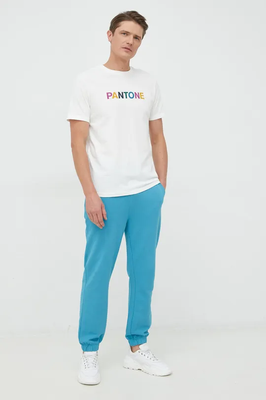 Βαμβακερό παντελόνι United Colors of Benetton μπλε