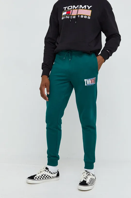 πράσινο Βαμβακερό παντελόνι Tommy Jeans Ανδρικά