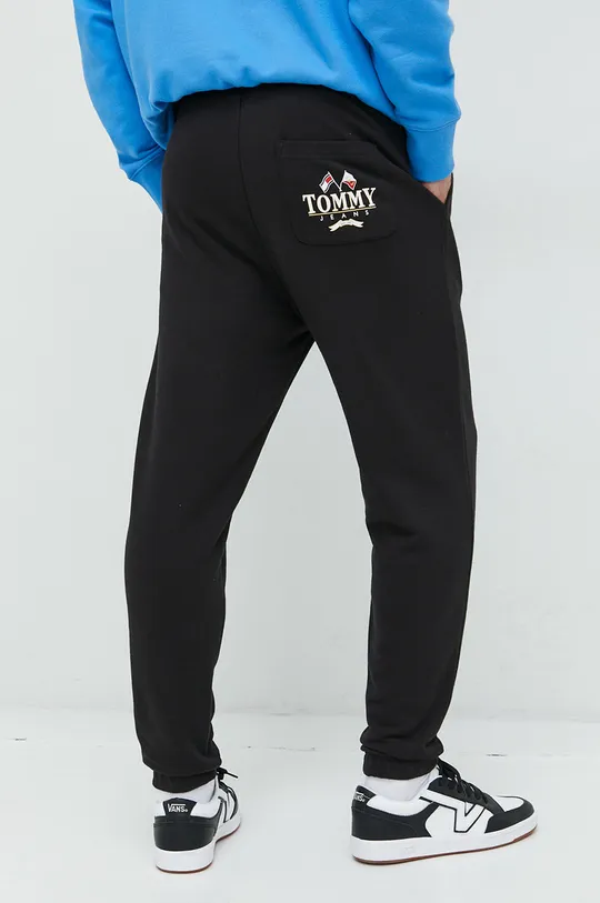 μαύρο Βαμβακερό παντελόνι Tommy Jeans Ανδρικά