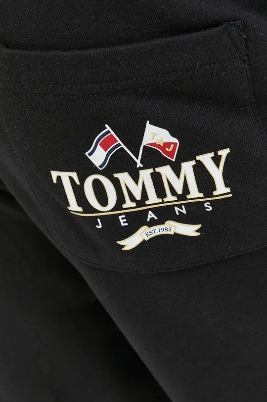 fekete Tommy Jeans pamut melegítőnadrág