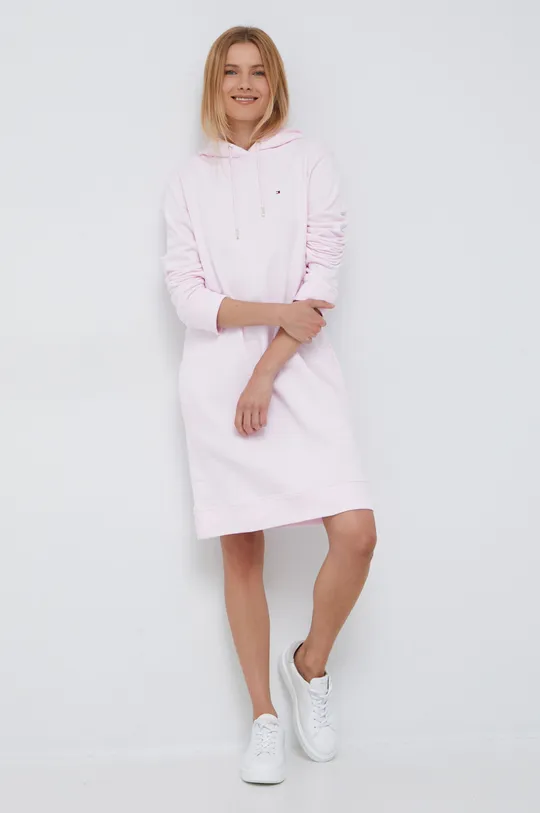 ροζ Βαμβακερό φόρεμα Tommy Hilfiger Γυναικεία