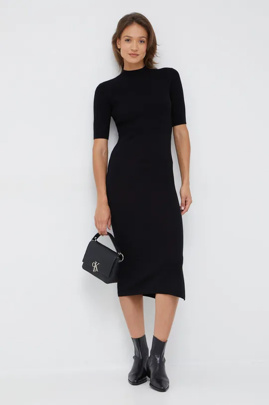 Calvin Klein gyapjú ruha fekete