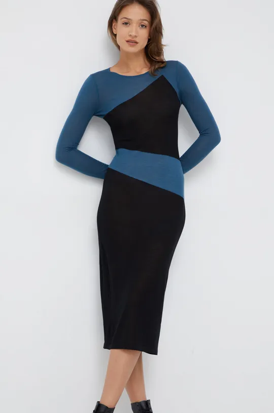 Calvin Klein sukienka wełniana czarny