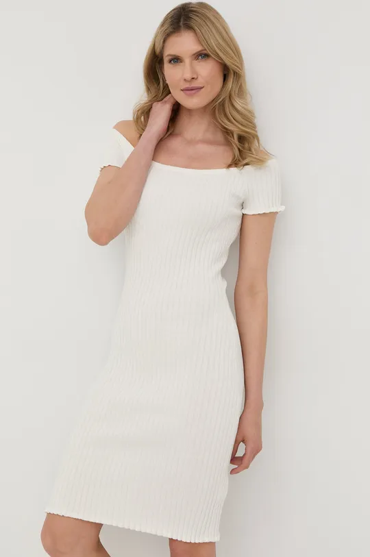 Φόρεμα από συνδυασμό μεταξιού Guess λευκό