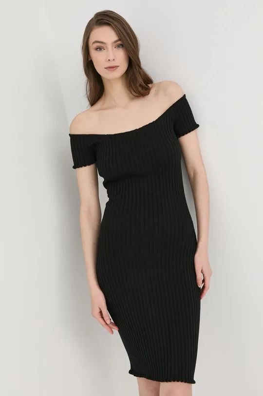 μαύρο Φόρεμα από συνδυασμό μεταξιού Guess Γυναικεία