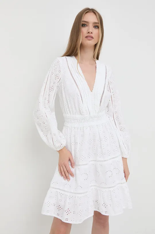 bijela Pamučna haljina Guess Ženski