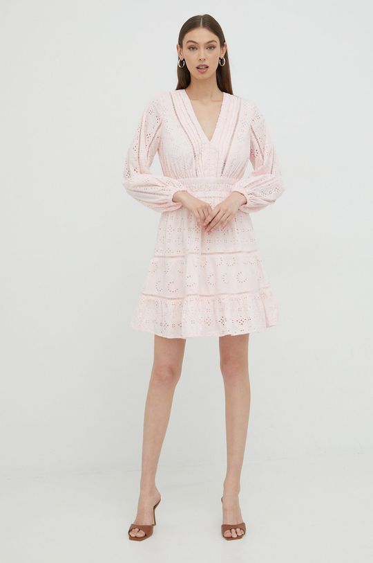 Bavlněné šaty Guess růžová
