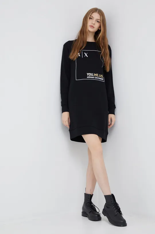 чорний Бавовняна сукня Armani Exchange Жіночий