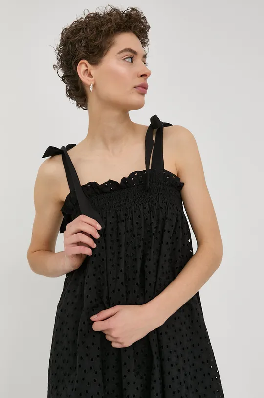 czarny Bruuns Bazaar sukienka bawełniana