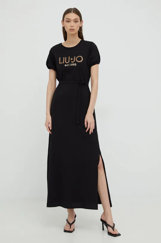 μαύρο Βαμβακερό φόρεμα Liu Jo Γυναικεία