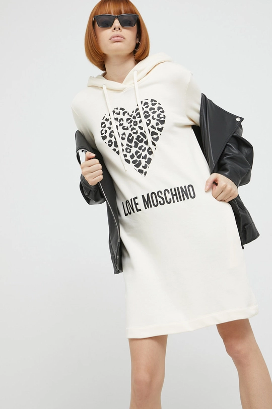 bež Bombažna obleka Love Moschino Ženski