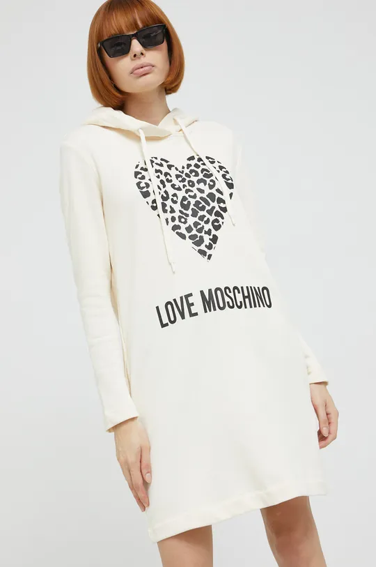Βαμβακερό φόρεμα Love Moschino μπεζ