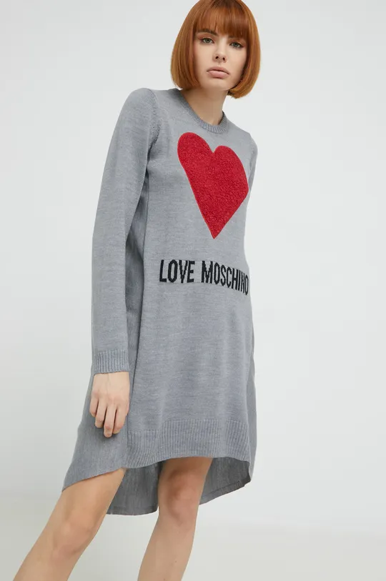 siva Volnena obleka Love Moschino