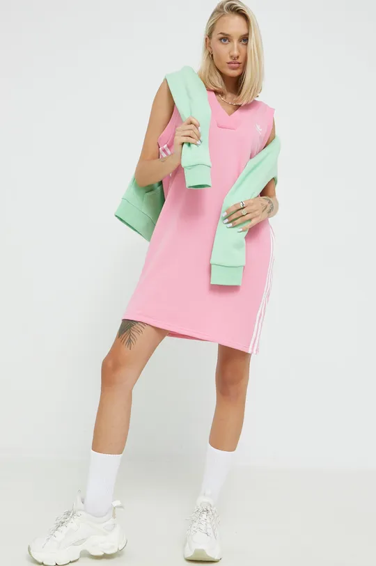 ροζ Βαμβακερό φόρεμα adidas Originals Γυναικεία