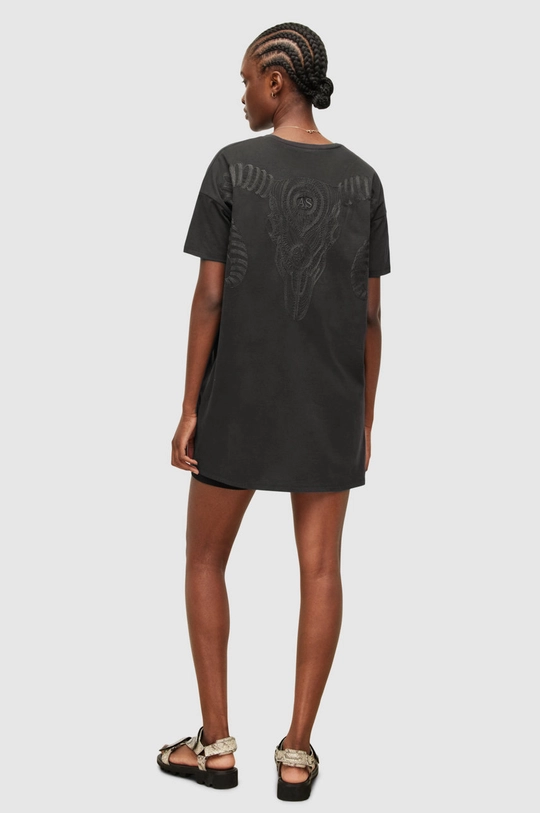 czarny AllSaints sukienka bawełniana CORNU TEE DRESS