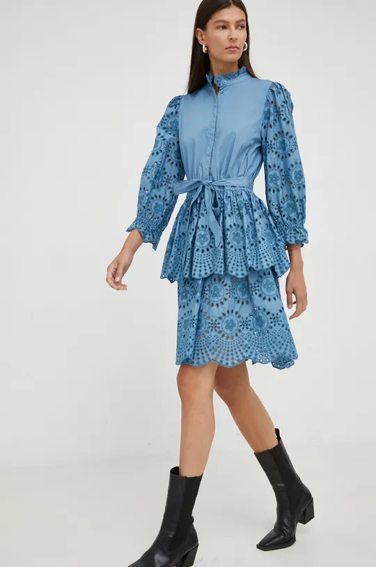 Bruuns Bazaar sukienka bawełniana niebieski