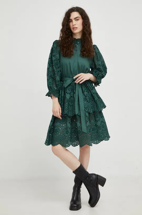 Βαμβακερό φόρεμα Bruuns Bazaar πράσινο