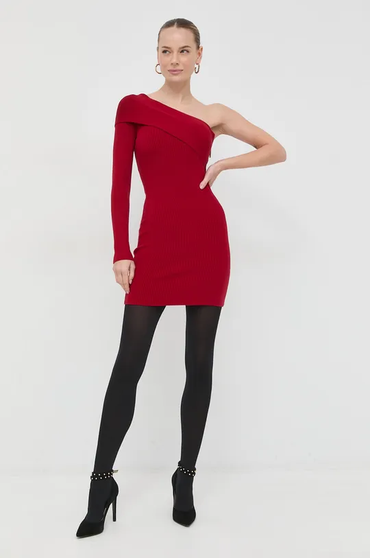 Elisabetta Franchi selyemkeverékes ruha piros