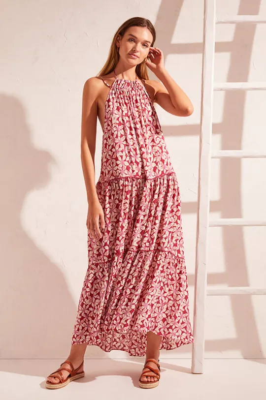 różowy women'secret sukienka plażowa Vi Long Flower Dress Damski