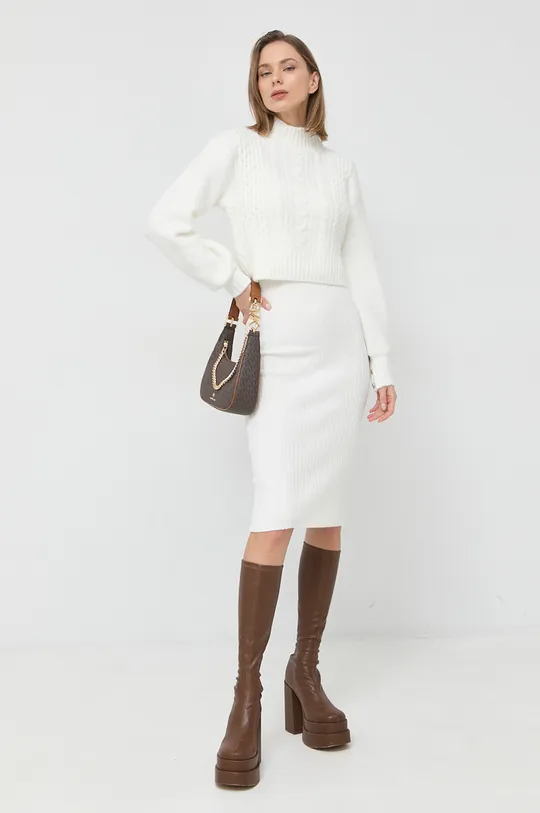 Φόρεμα και πουλόβερ από μείγμα μαλλιού Morgan λευκό