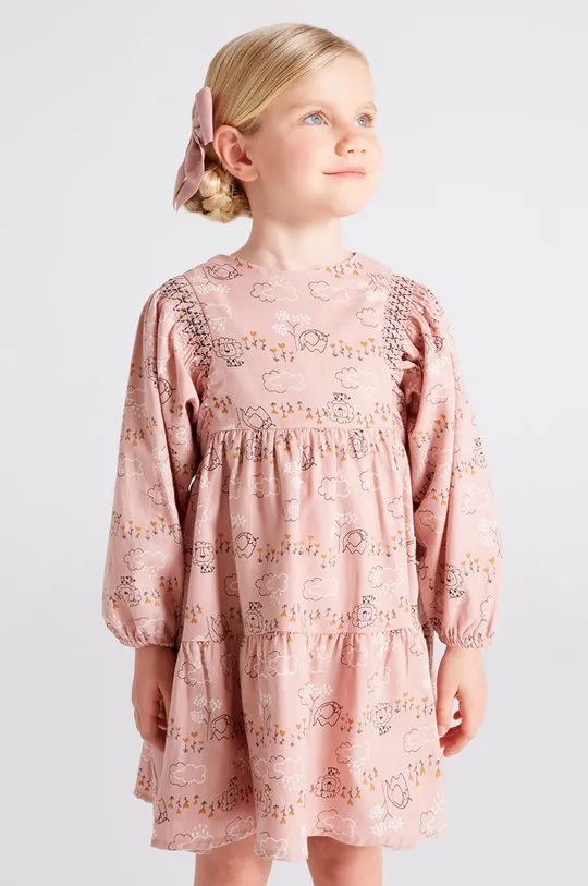 roza Otroška bombažna obleka Mayoral Dekliški