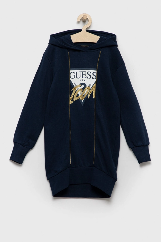 σκούρο μπλε Παιδικό βαμβακερό φόρεμα Guess Για κορίτσια