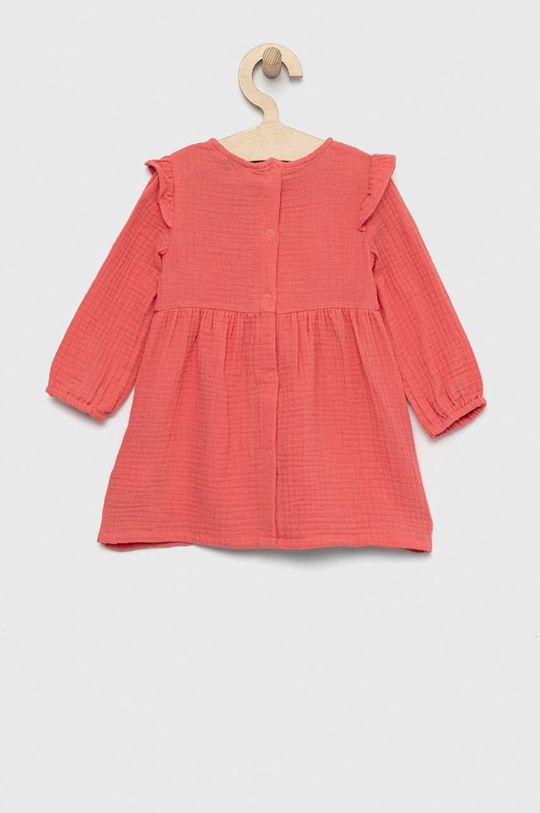 Tommy Hilfiger rochie din bumbac pentru bebeluși roz ascutit