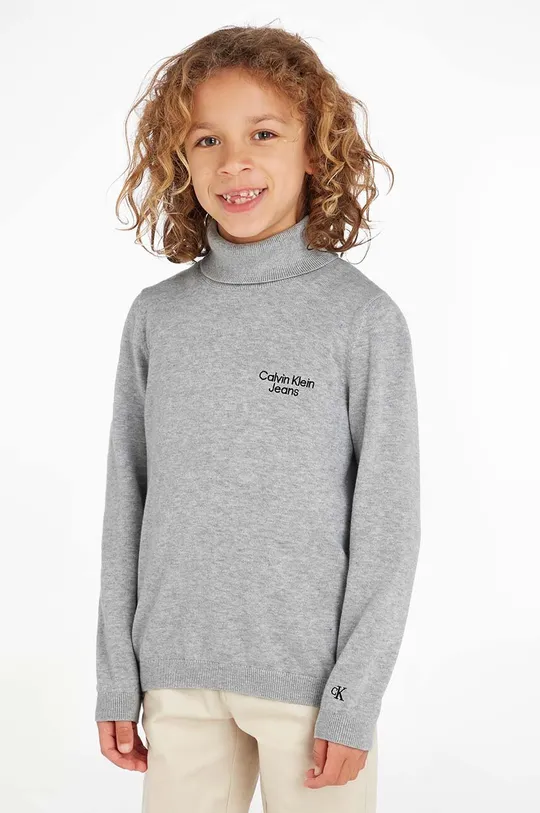 siva Otroški pulover Calvin Klein Jeans Fantovski