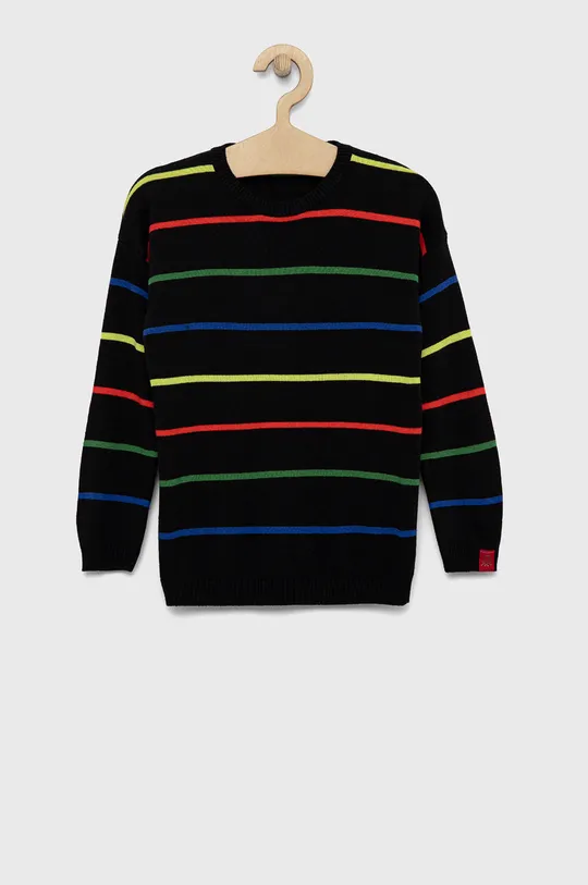 czarny United Colors of Benetton sweter z domieszką wełny dziecięcy Chłopięcy