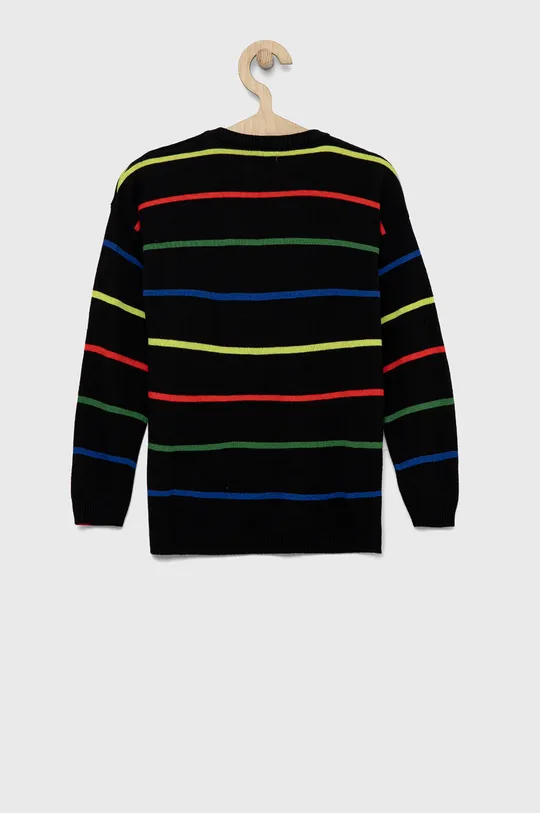 Παιδικό πουλόβερ από μείγμα μαλλιού United Colors of Benetton μαύρο