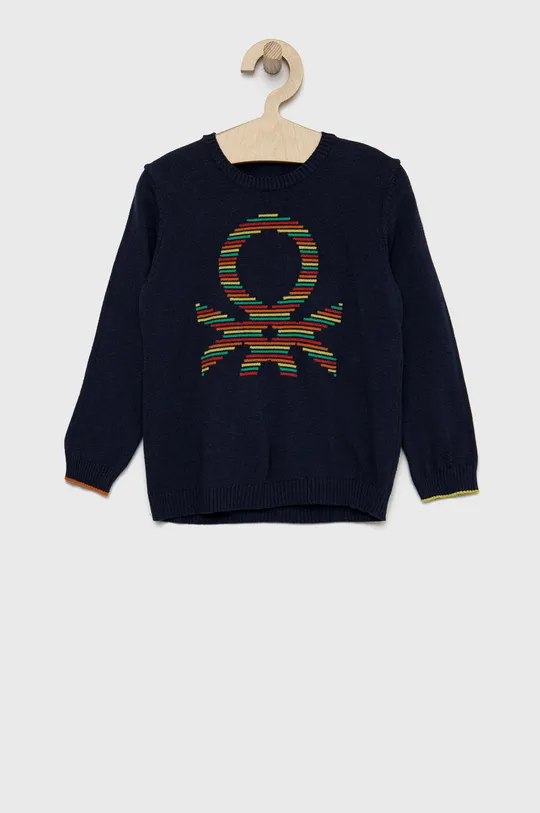 granatowy United Colors of Benetton sweter z domieszką wełny dziecięcy Chłopięcy