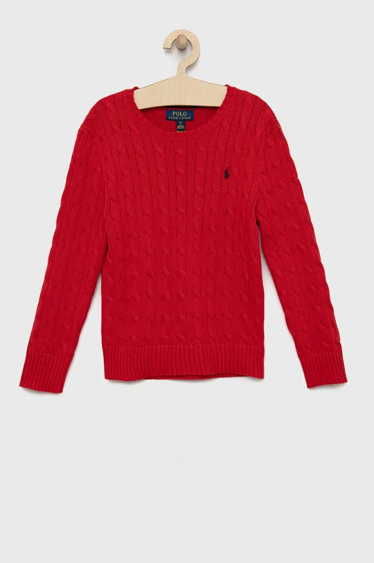 czerwony Polo Ralph Lauren sweter bawełniany dziecięcy Chłopięcy