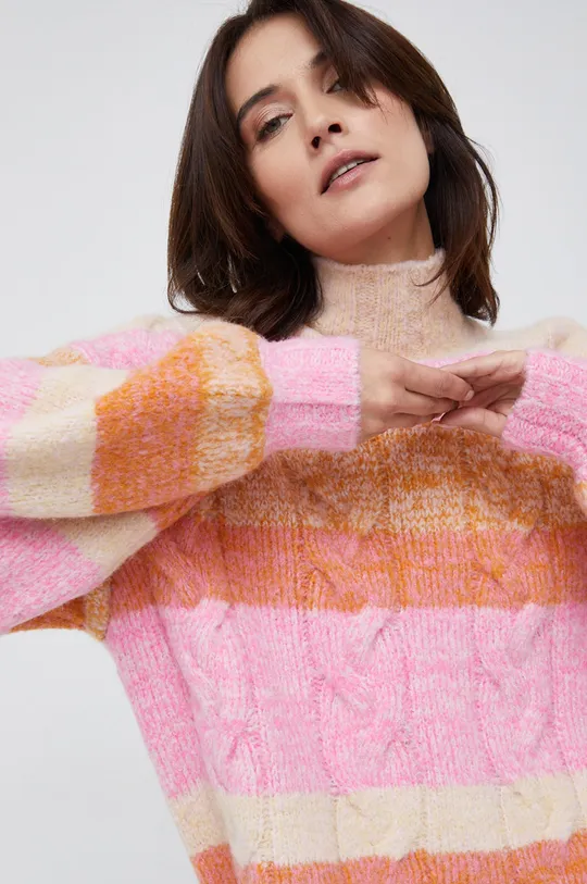 różowy Y.A.S sweter z domieszką wełny Damski