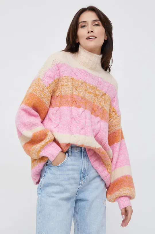 różowy Y.A.S sweter z domieszką wełny
