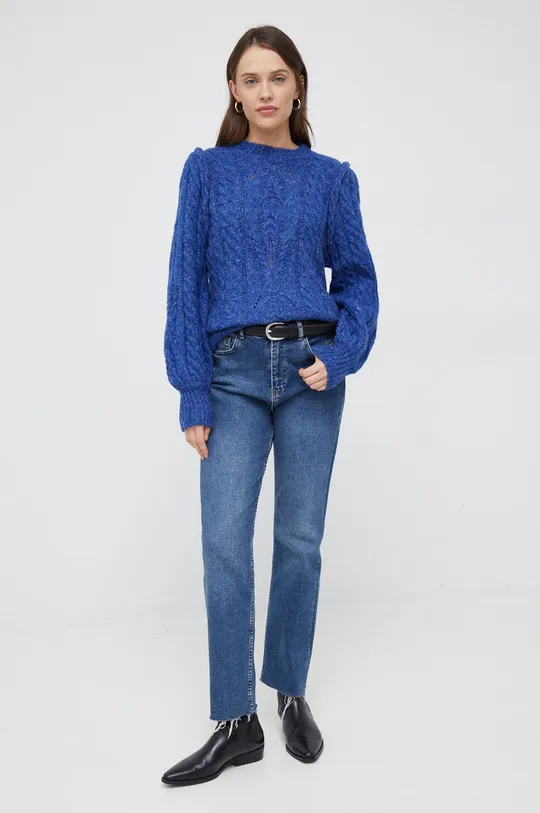 Y.A.S sweter z domieszką wełny niebieski