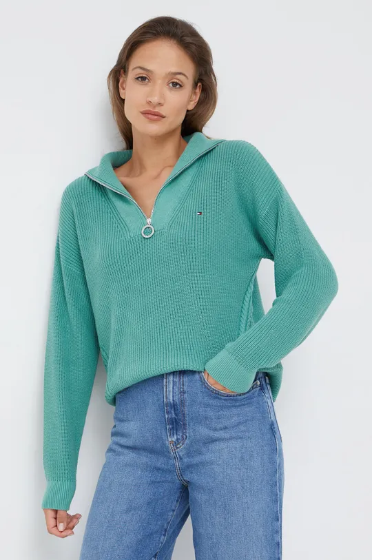 zielony Tommy Hilfiger sweter bawełniany