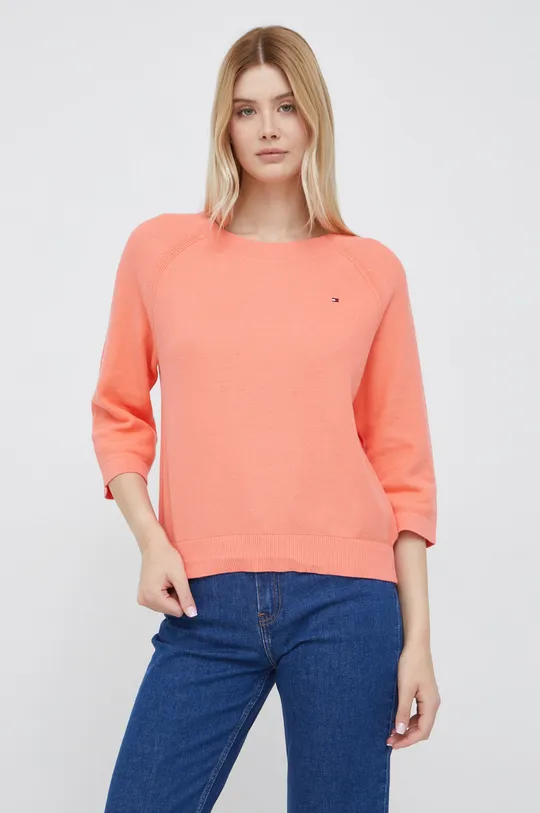 oranžová Bavlnený sveter Tommy Hilfiger