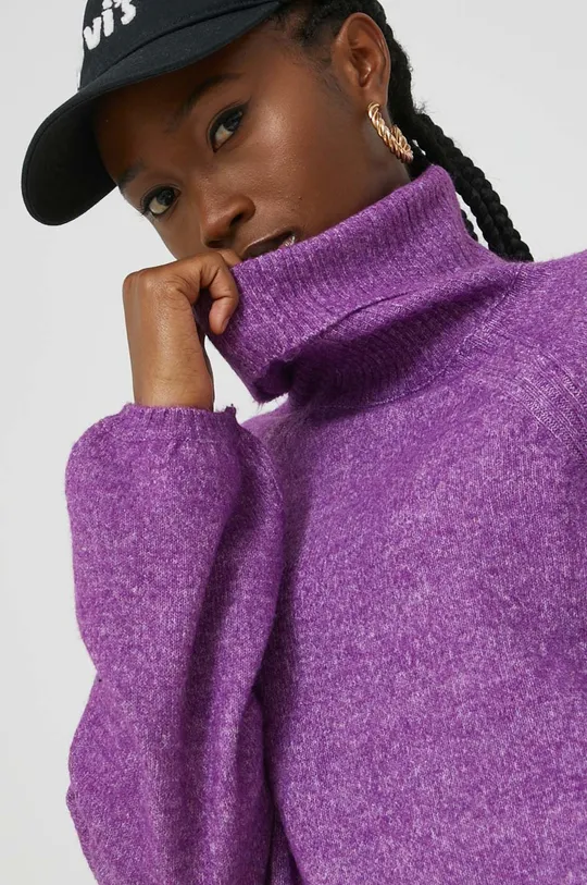 fioletowy Vila sweter z domieszką wełny