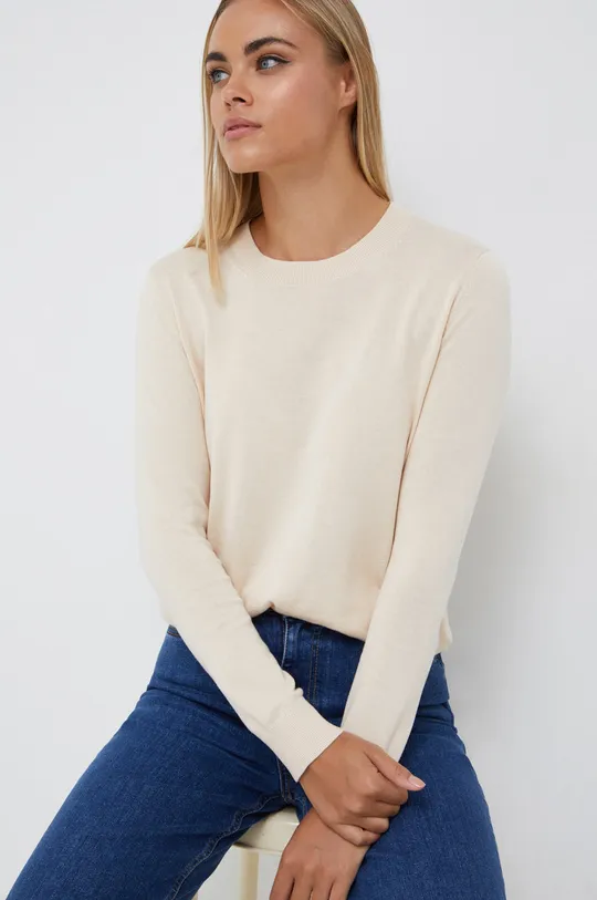 beżowy Calvin Klein sweter z domieszką jedwabiu Damski