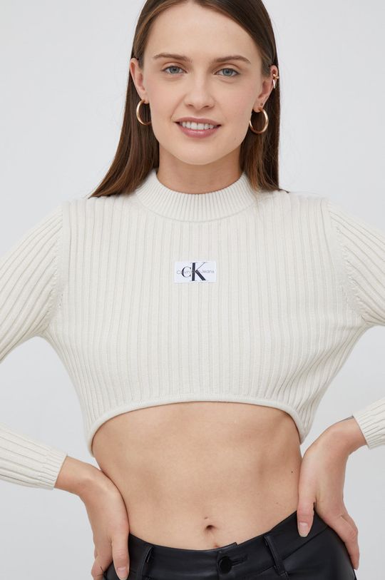 kremowy Calvin Klein Jeans sweter bawełniany Damski
