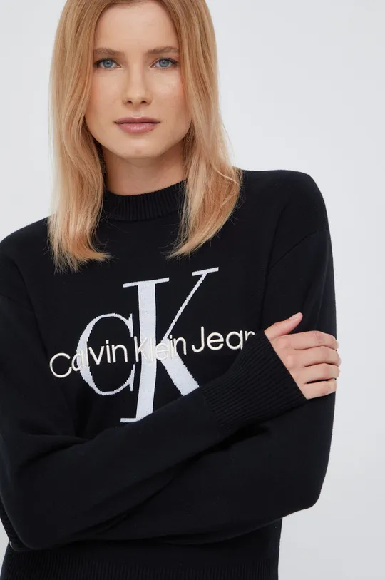 μαύρο Βαμβακερό πουλόβερ Calvin Klein Jeans Γυναικεία