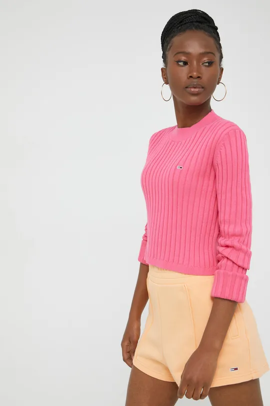 ružová Bavlnený sveter Tommy Jeans