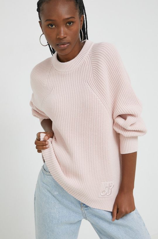 pastelowy różowy HUGO sweter bawełniany Damski