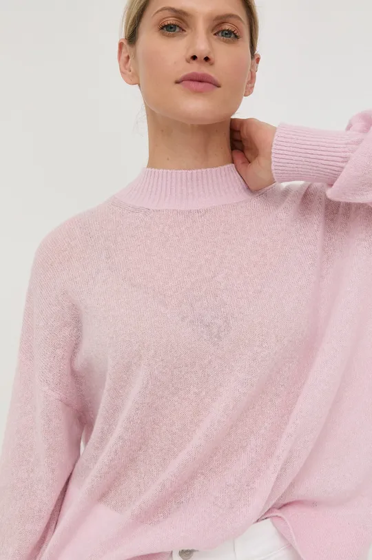 różowy BOSS sweter z domieszką wełny 50472003